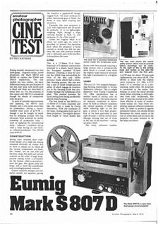 Eumig S 807 manual. Camera Instructions.